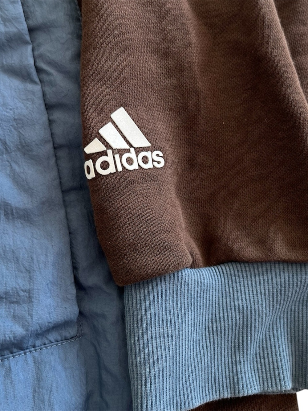 Adidas Primegreen Blue Brown Pullover Drawstring Hoodie Men’s XL Nylon Pocket - Picture 5 of 7